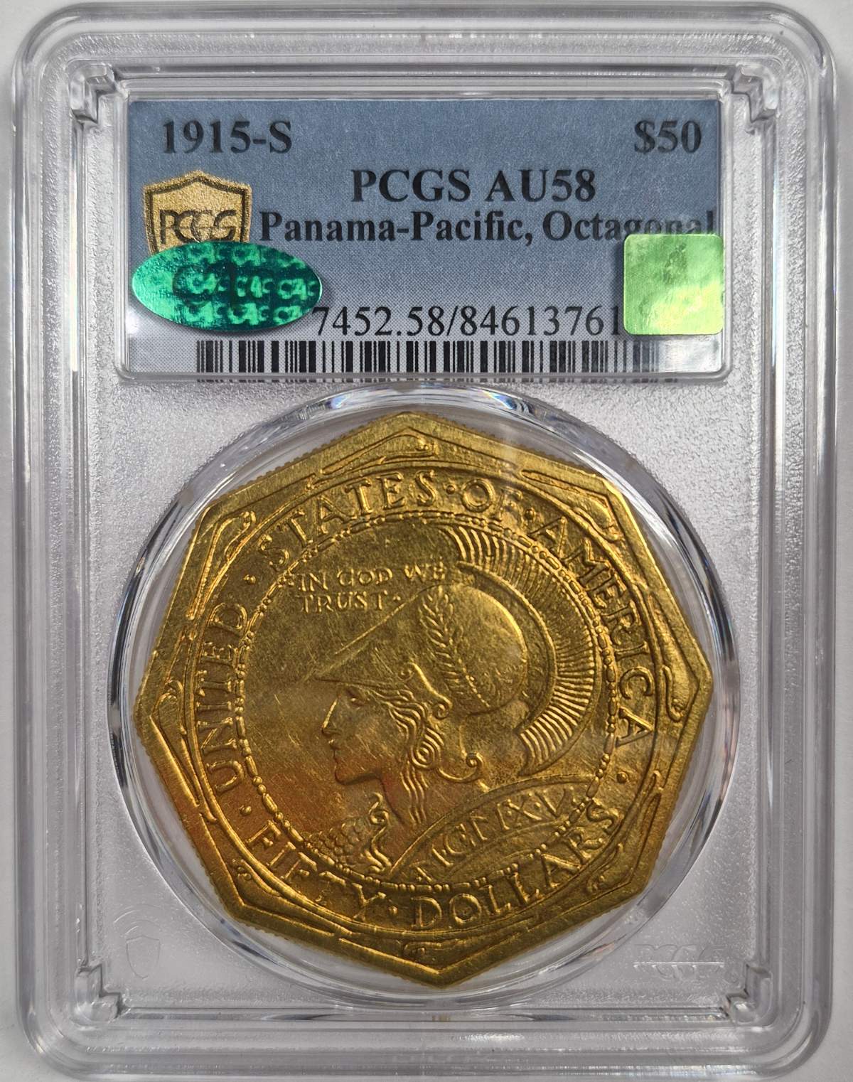 1915-S-$50-Panama-Pacific-Expo-Gold-Commemorative,-Octagonal